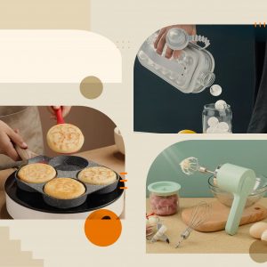 عرض الطبخ 3 ( قوالب مكعبات الثلج + مقلاة مانعة للالتصاق +مضرب بيض ومفرمة )