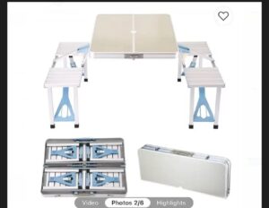 • ترابيزة بكراسى قابلة للطي 2*1